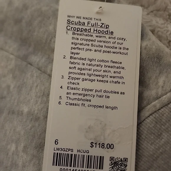 NWT Lululemon Scuba Full Zip Cropped Hoodie - Picture 4 of 4
